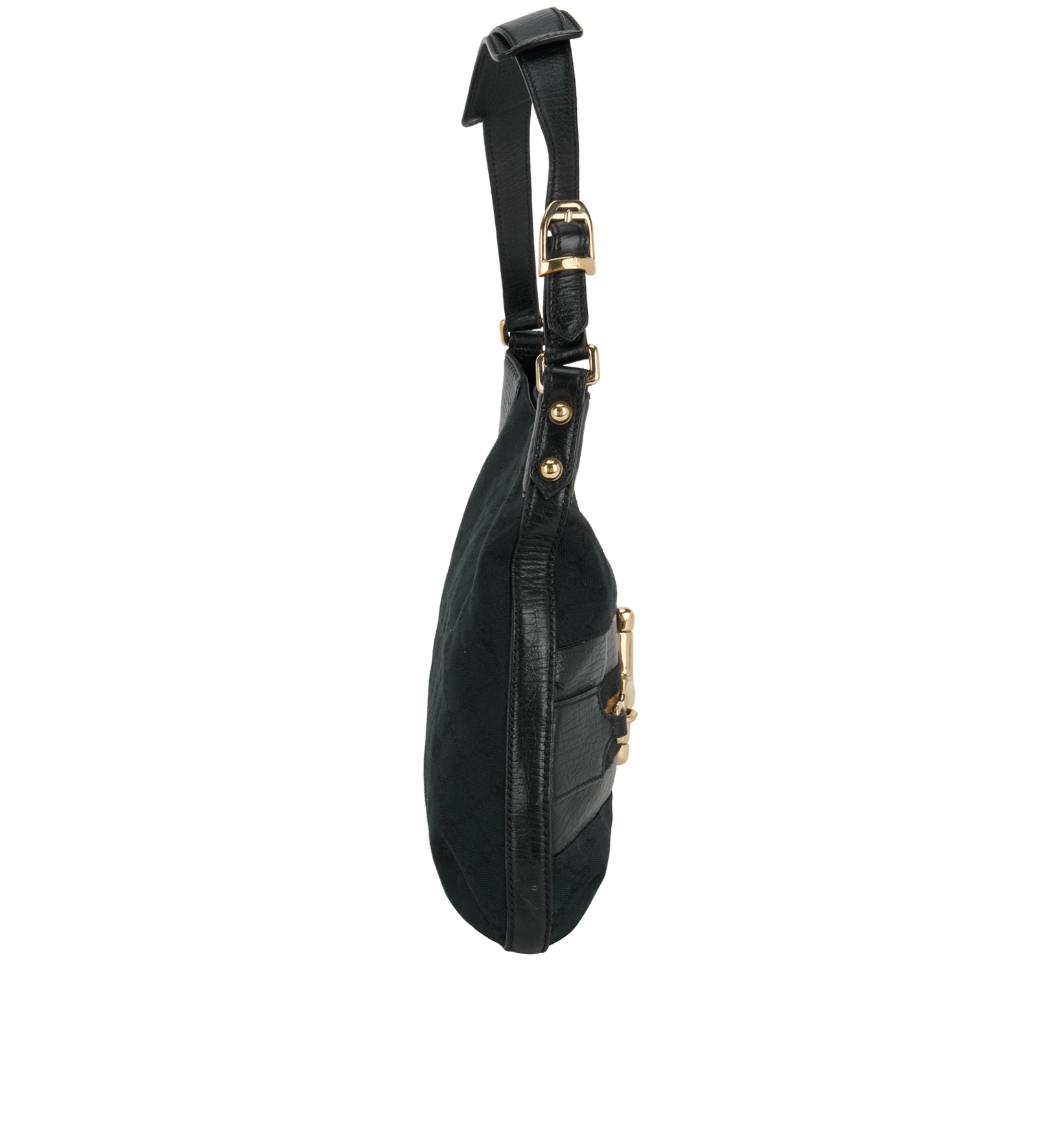 GG Horsebit Hasler Hobo, &pound;375, Handbags, Black, Canvas, Side view